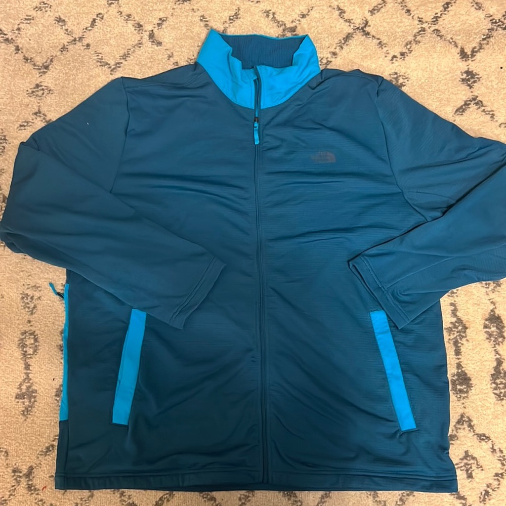 The North Face Men's Teal and Bright Blue Windbreaker Jacket